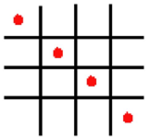 Dots item: four-by-four grid with red dots marking four cells