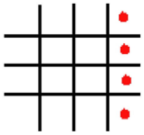 Dots item: four-by-four grid with red dots marking four cells