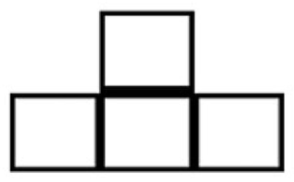 Novel object made of four squares in a T-shaped arrangement
