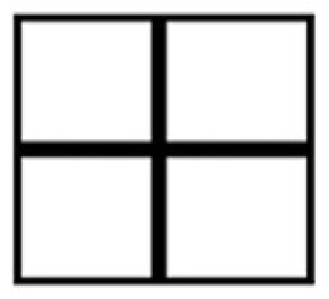 Novel object made of four squares in a 2x2 block