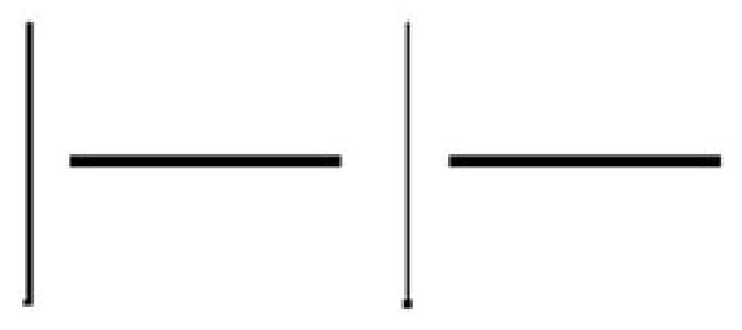 Pattern of straight line segments arranged in a cross