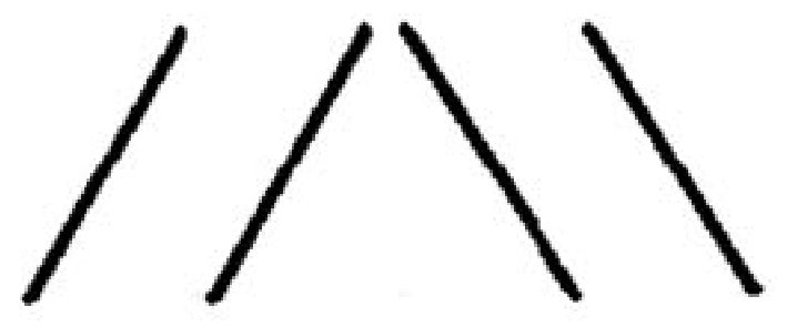 Diagonal line segments arranged in a zigzag