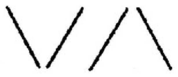 Diagonal line segments arranged in a zigzag