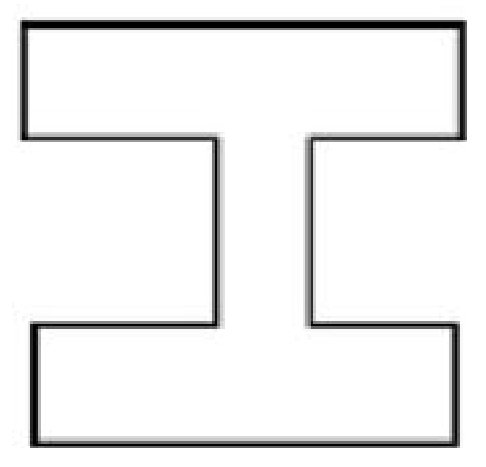 Novel outline shape resembling an I-beam
