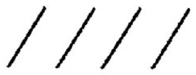 Four parallel diagonal lines slanting the same way
